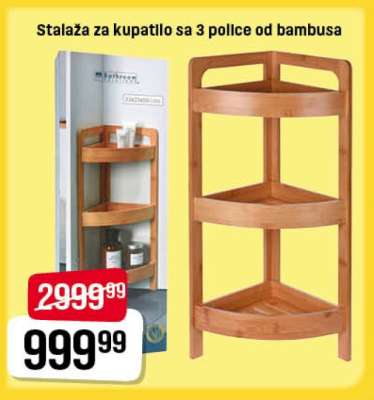 Stalaža za kupatilo sa 3 police od bambusa