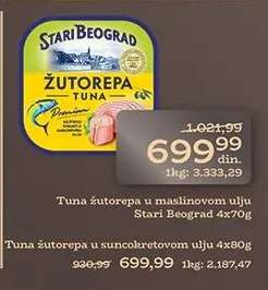 Tuna žutorepa u maslinovom ulju Stari Beograd 4x70g