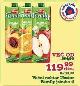 Voćni nektar Nectar Family jabuka 1l