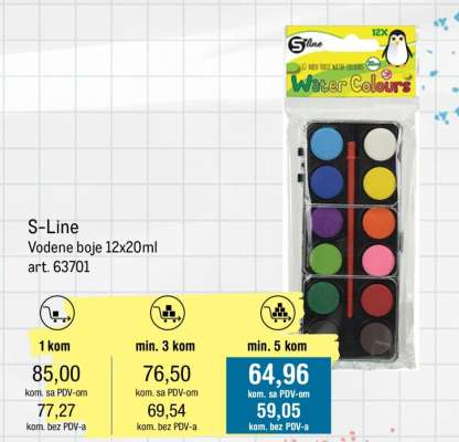 S-Line Vodene boje 12x20ml