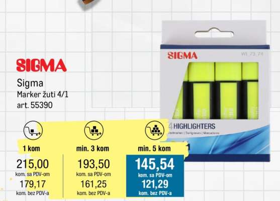 Sigma Marker žuti 4/1