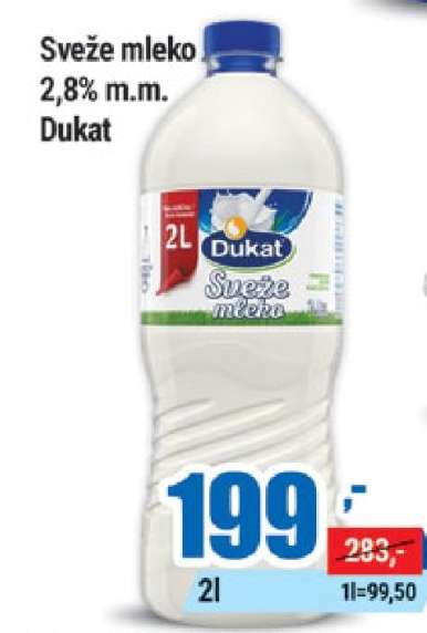 SVEŽE MLEKO 2.8 % m.m. Dukat