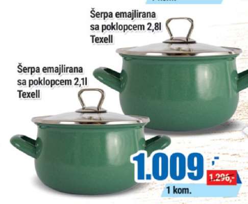 Šerpa emajlirana sa poklopcem 2,1l Texell