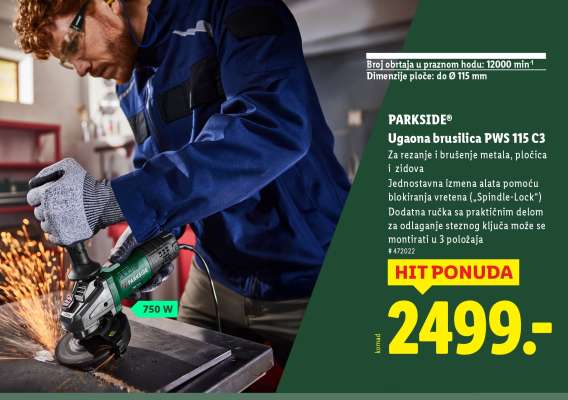 PARKSIDE® Ugaona brusilica PWS 115 C3
