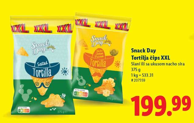 Snack Day Tortilja čips XXL