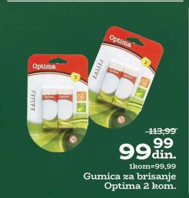 Gumica za brisanje Optima 2 kom.