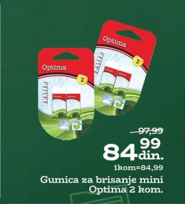 Gumica za brisanje mini Optima 2 kom.