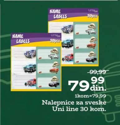 Nalepnice za sveske Uni line 30 kom.