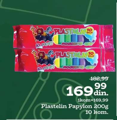 Plastelin Papylon 200g 10 kom.