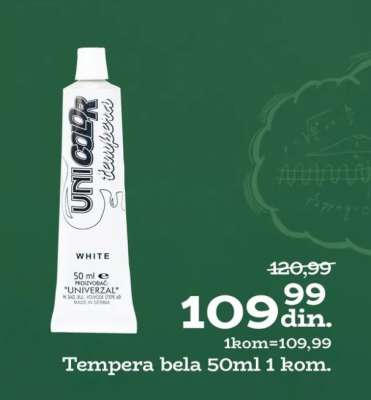 Tempera bela 50ml 1 kom.