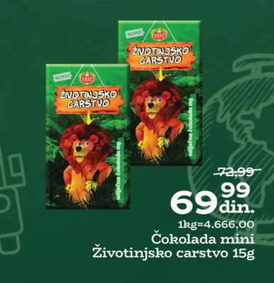 Čokolada mini Životinjsko carstvo 15g