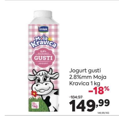 Jogurt gusti 2.8%mm Moja Kravica 1 kg
