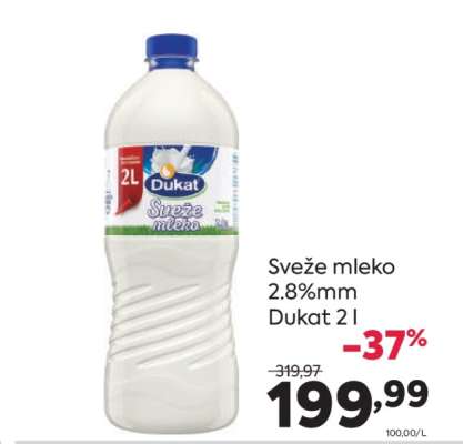 SVEŽE MLEKO 2.8%MM DUKAT 2 l
