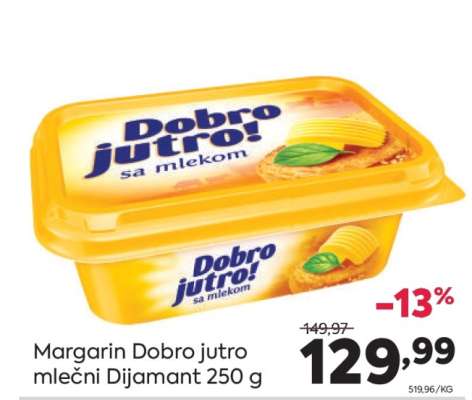 Margarin Dobro jutro mlečni Dijamant 250 g
