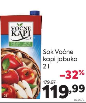 Sok Voćne kapi jabuka 2 l
