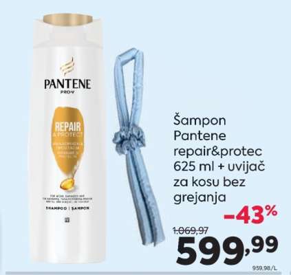 Šampon Pantene repair&protec 625 ml + uvijač za kosu bez grejanja