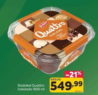 Sladoled Quattro čokolada 1650 ml