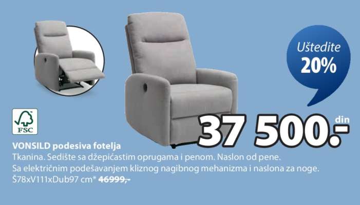 VONSILD PODESIVA FOTELJA