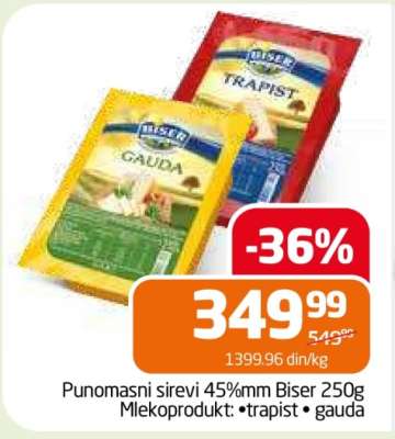 Punomasni sirevi 45%mm Biser 250g