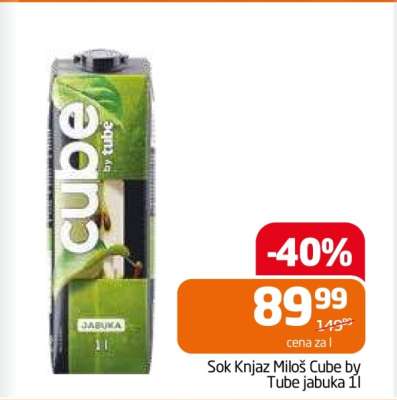 Sok Knjaz Miloš Cube by Tube jabuka 1l