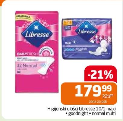 Higijenski ulošci Libresse 10/1 maxi