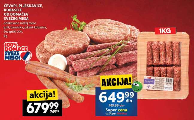 ČEVAPI, PLJESKAVICE, KOBASICE OD DOMAĆEG SVEŽEG MESA