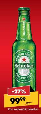 Pivo svetlo 0,25l, Heineken