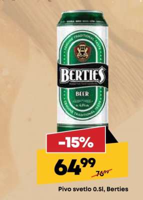 Pivo svetlo 0.5l, Berties