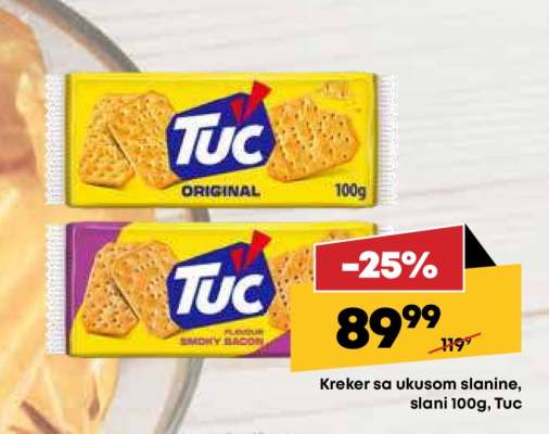 Kreker sa ukusom slanine, slani 100g, Tuc