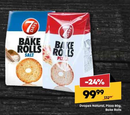 Dvopěk Natural, Pizza 80g, Bake Rolls