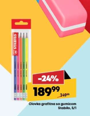 Olovka grafitna sa gumicom Stabilo 5/1