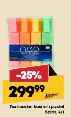 Textmarker kosi vrh pastel Spirit 4/1