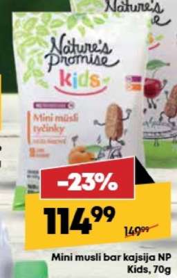 Mini musli bar kajsija NP Kids, 70g