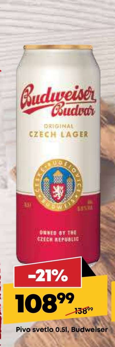 Pivo světlé 0,5l, Budweiser