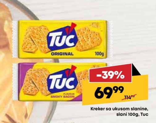 Kreker sa ukusom slanine, slani 100g, Tuc
