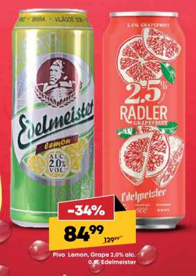 Pivo Lemon, Grape 2,0% alc.