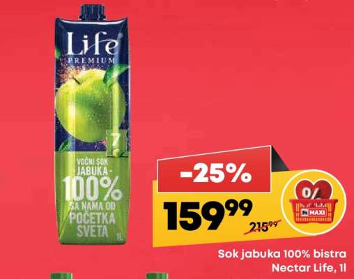 Sok jabuka 100 bistra Nectar Life 1l