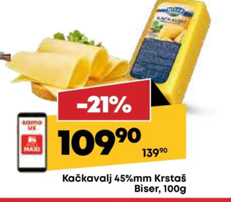 Kačkavalj 45%mm Krstas Biser, 100g