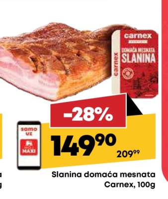 Slanina domaća mesnata Carnex 100g