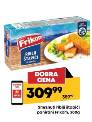 Smrznuti riblji štapici panirani Frikom , 300g