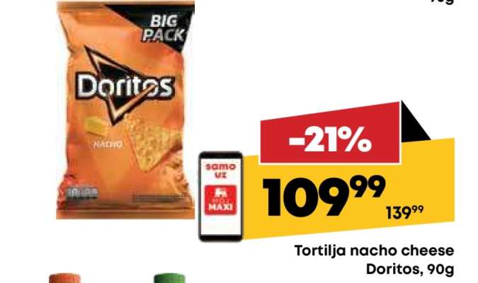Tortilja nacho cheese Doritos, 90g