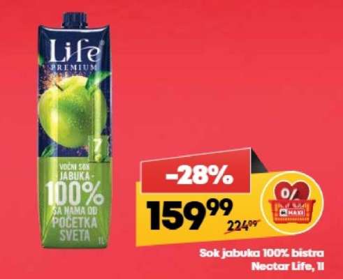 Sok jabuka 100 bistra Nectar Life 1l