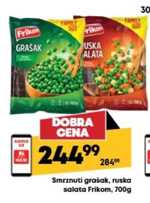 Smrznuti grašak, ruska salata Frikom, 700g