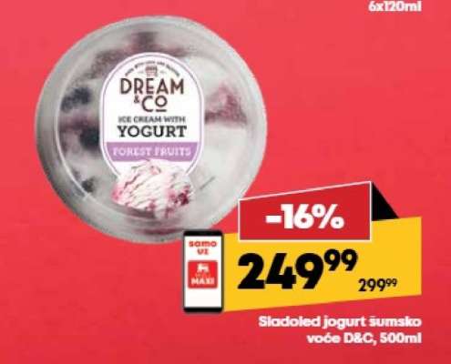 Sladoled jogurt šumsko voće D&C, 500ml