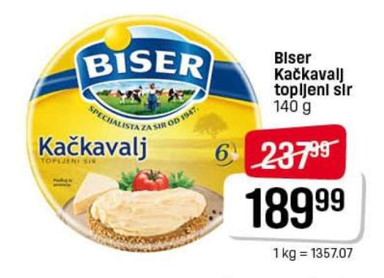 Biser Kačkavalj topljeni sir
