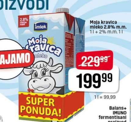 Moja kravica mleko 2.8% m.m.