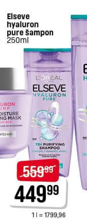 Elseve hyaluron pure šampon 250ml