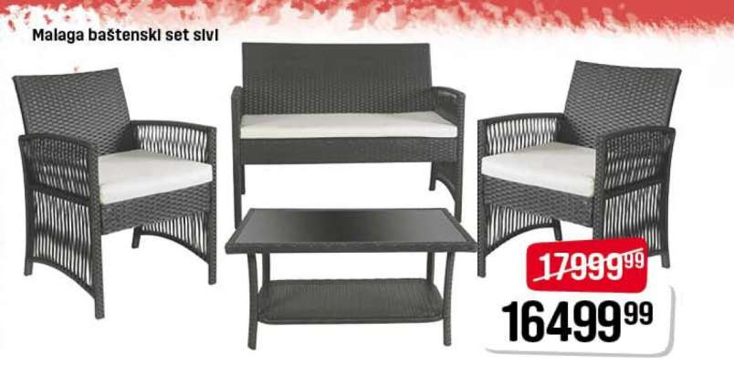 Malaga baštenski set sivi