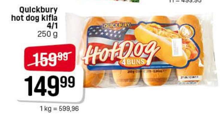 Quickbury hot dog kifla 4/1