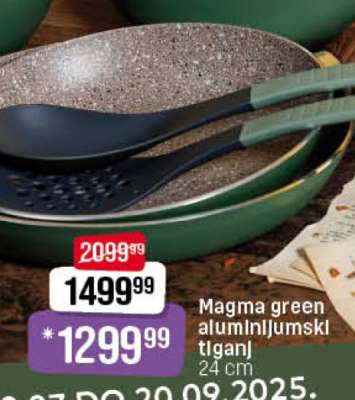 Magma green aluminum skillet